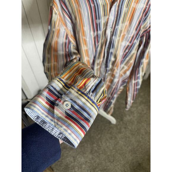 Bugatchi Uomo Mens Long Sleeve Button Down Shirt-Size XL Colorful Striped - Picture 6 of 8